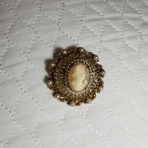Antique Cameo and Pearl Brooch circa 1960's